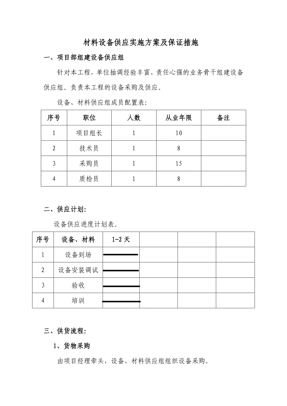 材料设备的供应实施方案_第1页