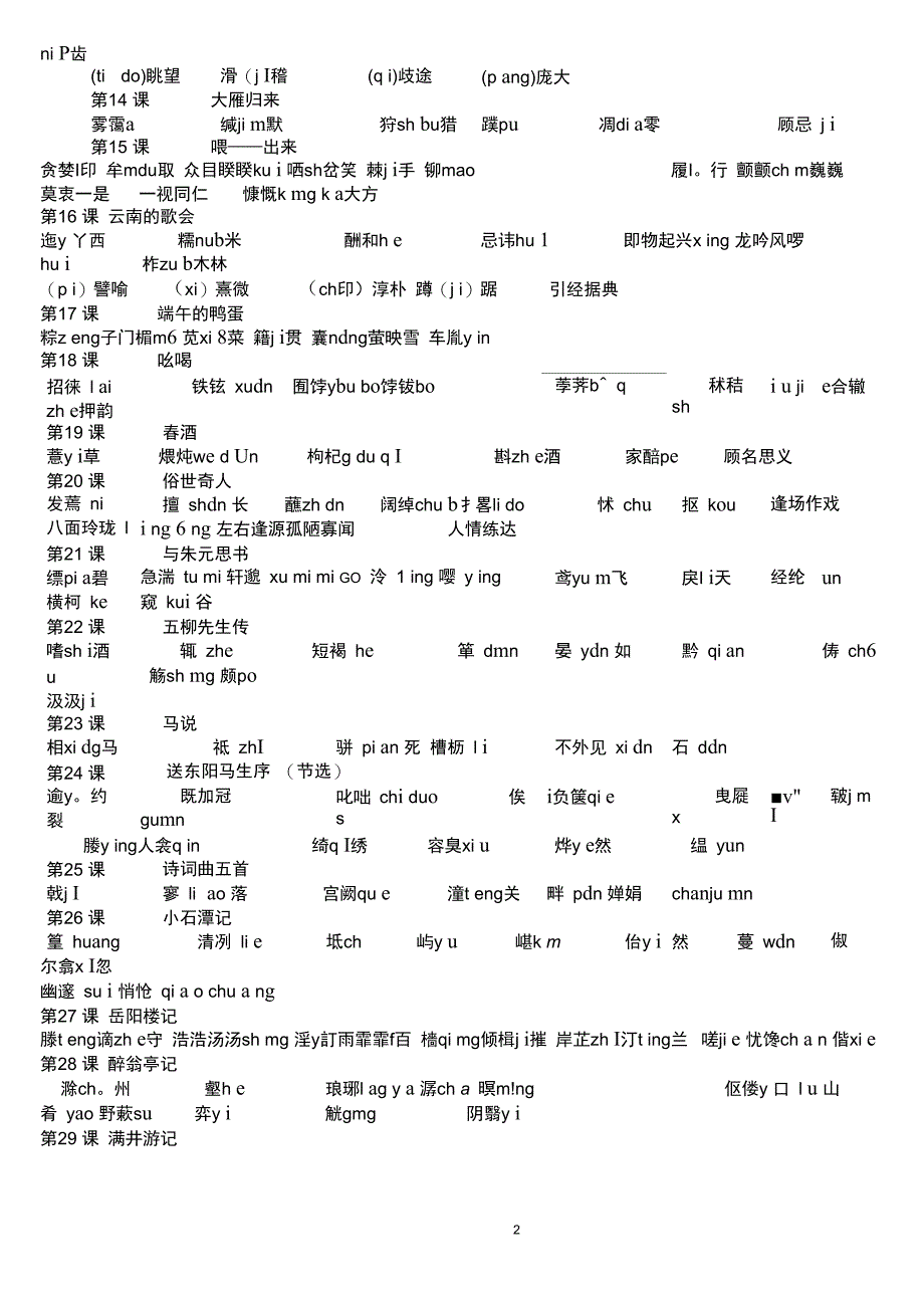 八年级下册生字总复修正精_第2页