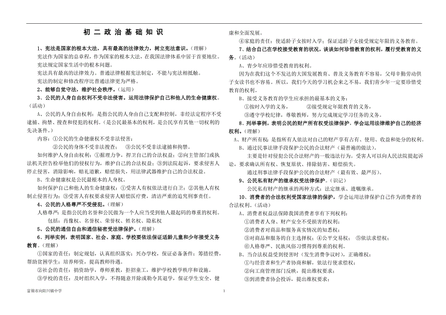 初二政治基础知识_第1页