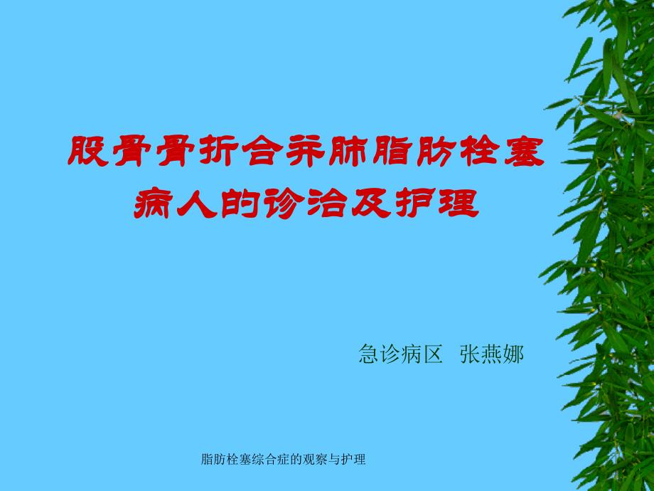 脂肪栓塞综合症的观察与护理课件_第1页