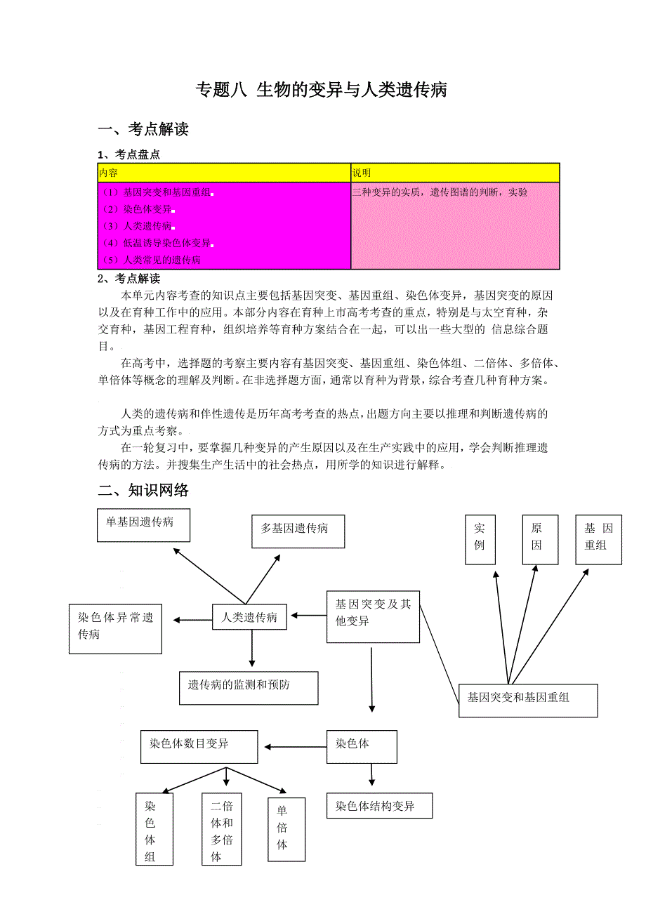 专题08生物的变异与人类遗传病_第1页