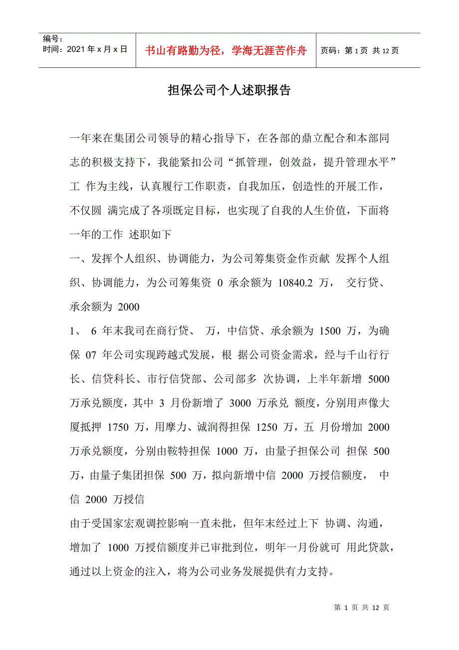 担保公司个人述职报告_第1页