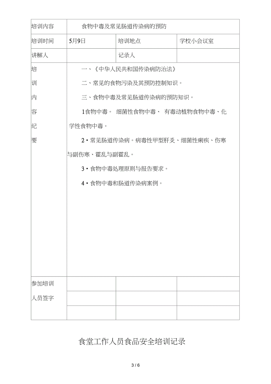 学校食堂工作人员食品安全培训记录_第3页