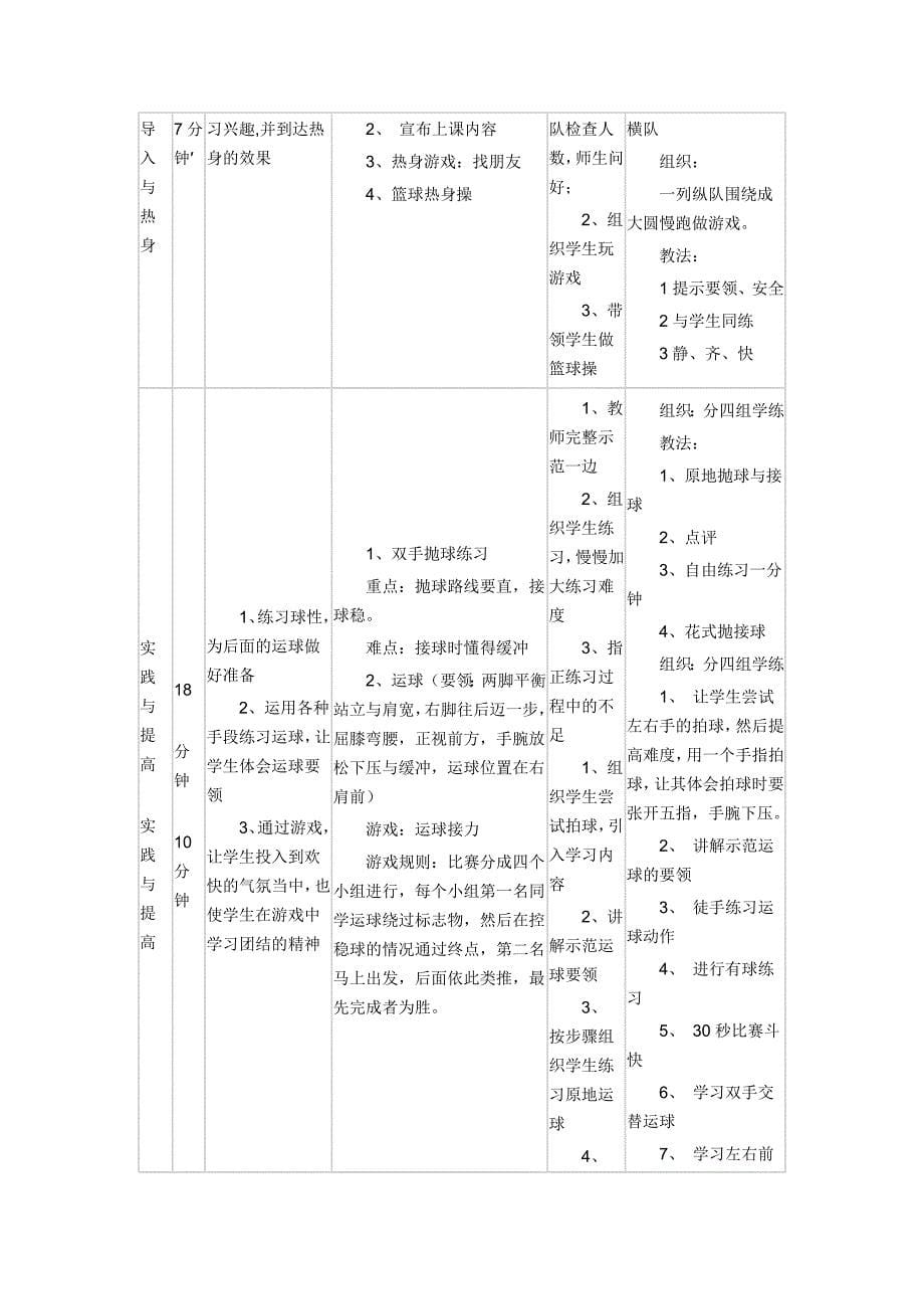 小学体育篮球教学设计_第5页