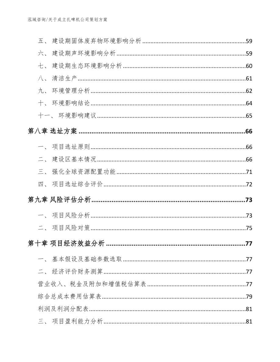 关于成立扎啤机公司策划方案（范文模板）_第5页