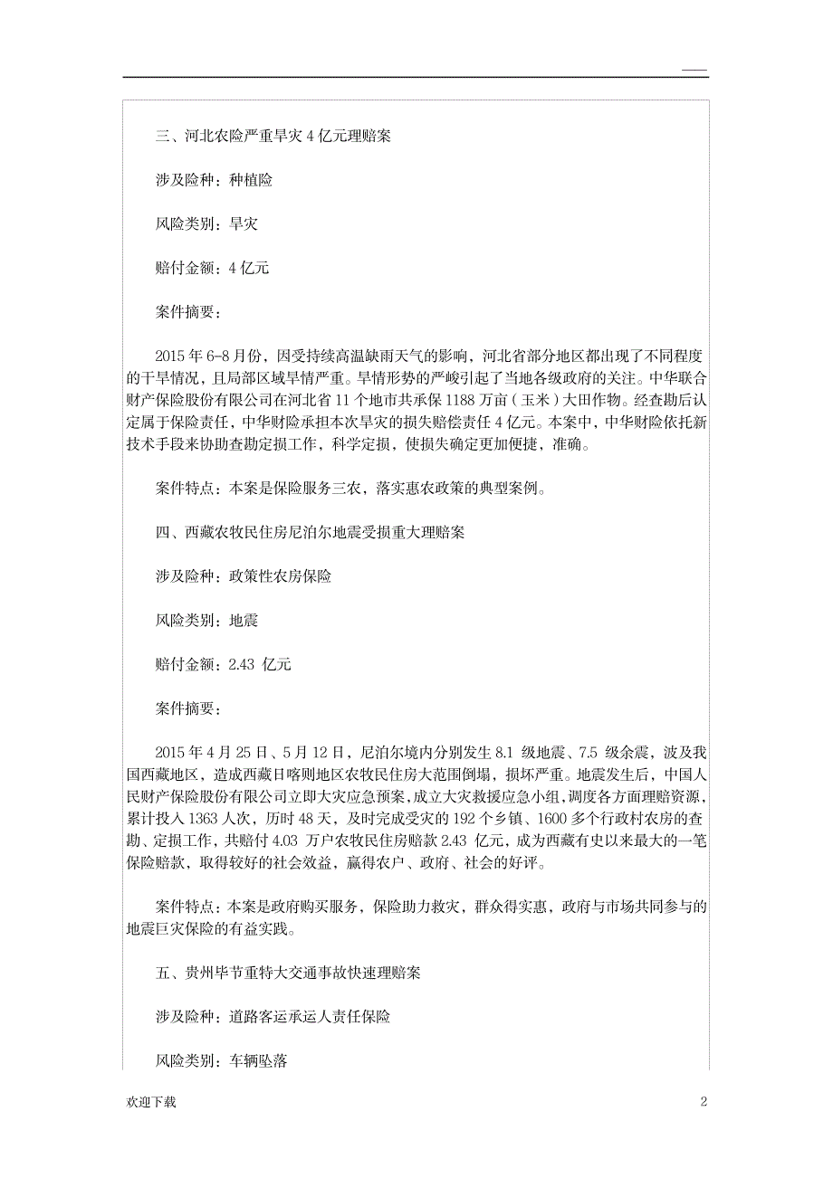 2015年度中国保险风险典型案例_金融证券-保险_第2页