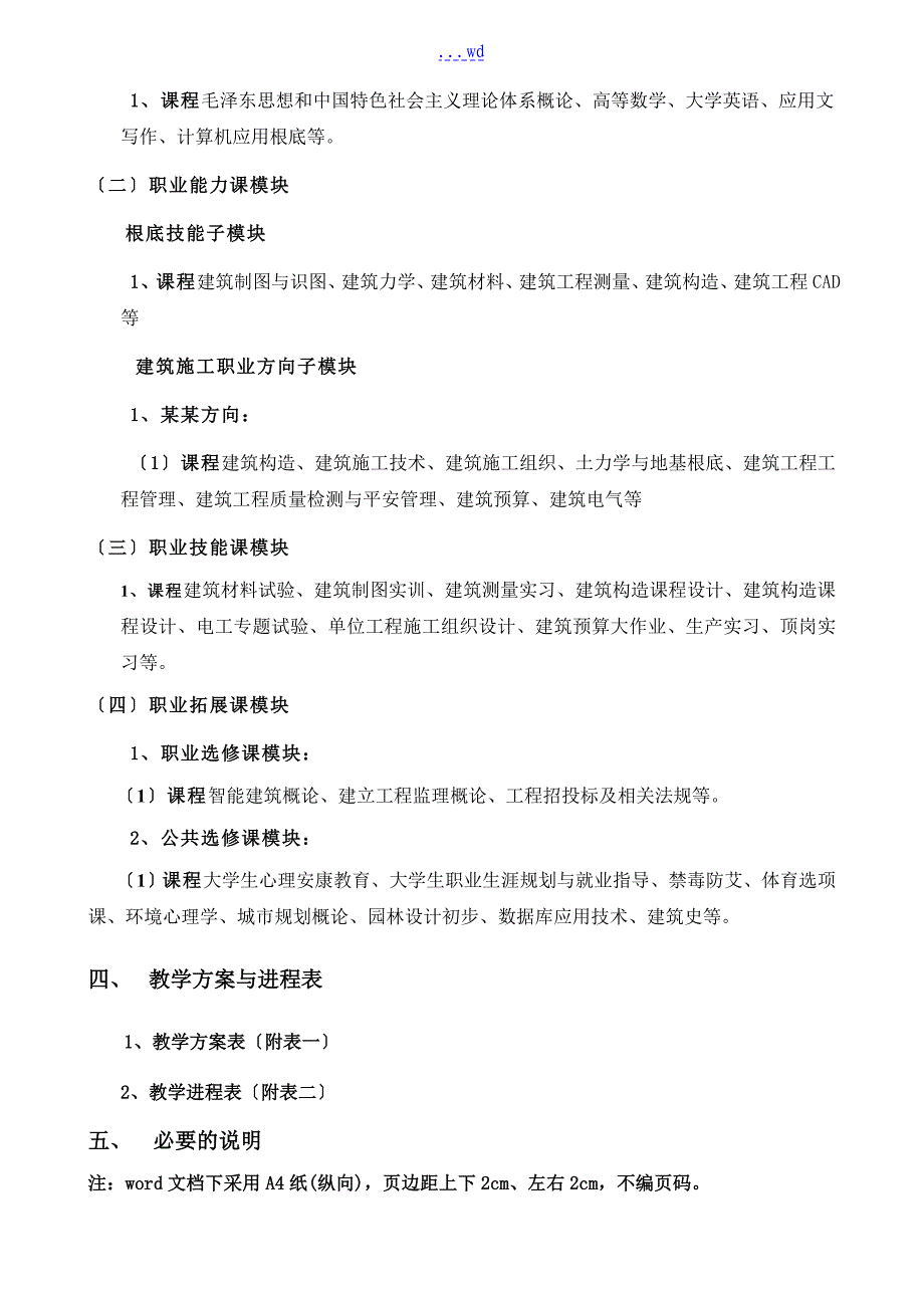 建筑工程技术专业人才培养方案_第3页