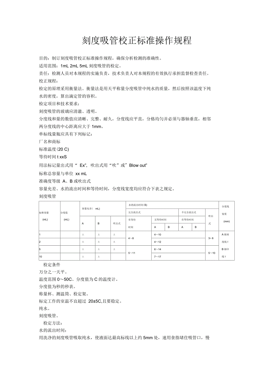 刻度吸管校正标准操作规程_第1页