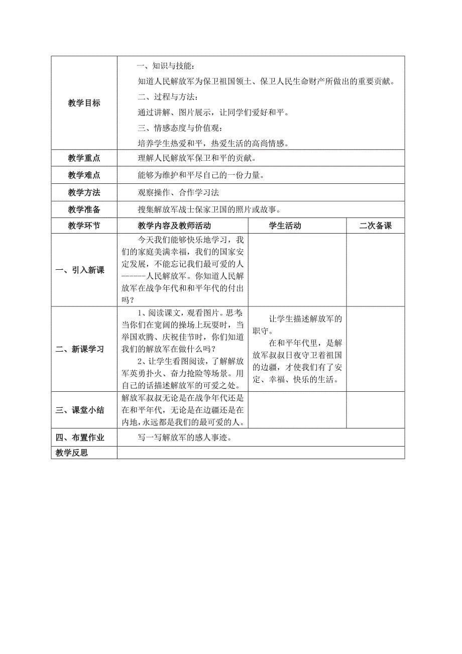 (春)六年级品社下册《第四单元 放飞和平鸽》教案 未来版_第5页