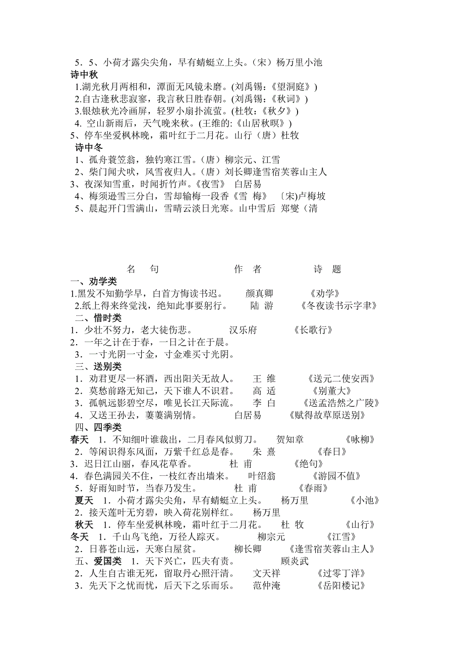 小学生古诗名句精选一_第3页