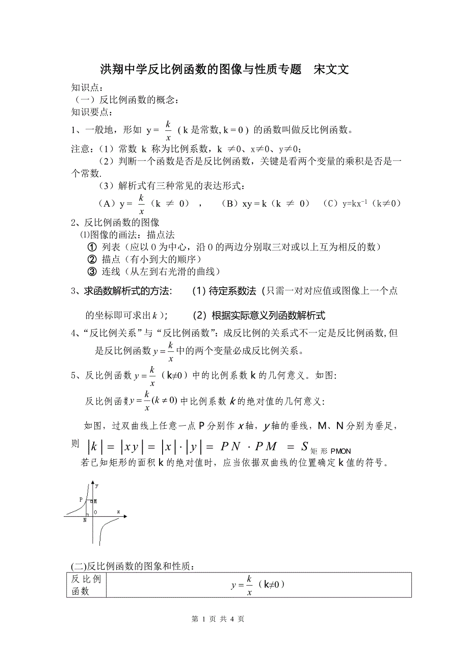 反比例函数的图像与性质专题_第1页