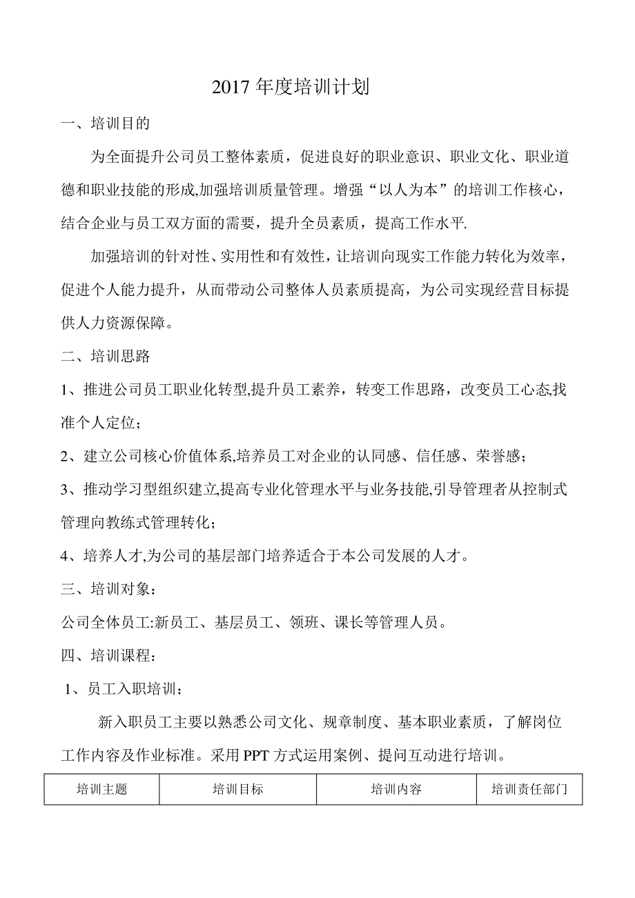 2017年员工培训计划【范本模板】_第1页