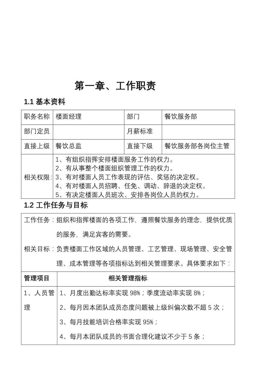 楼面经理岗位工作指导手册_第5页