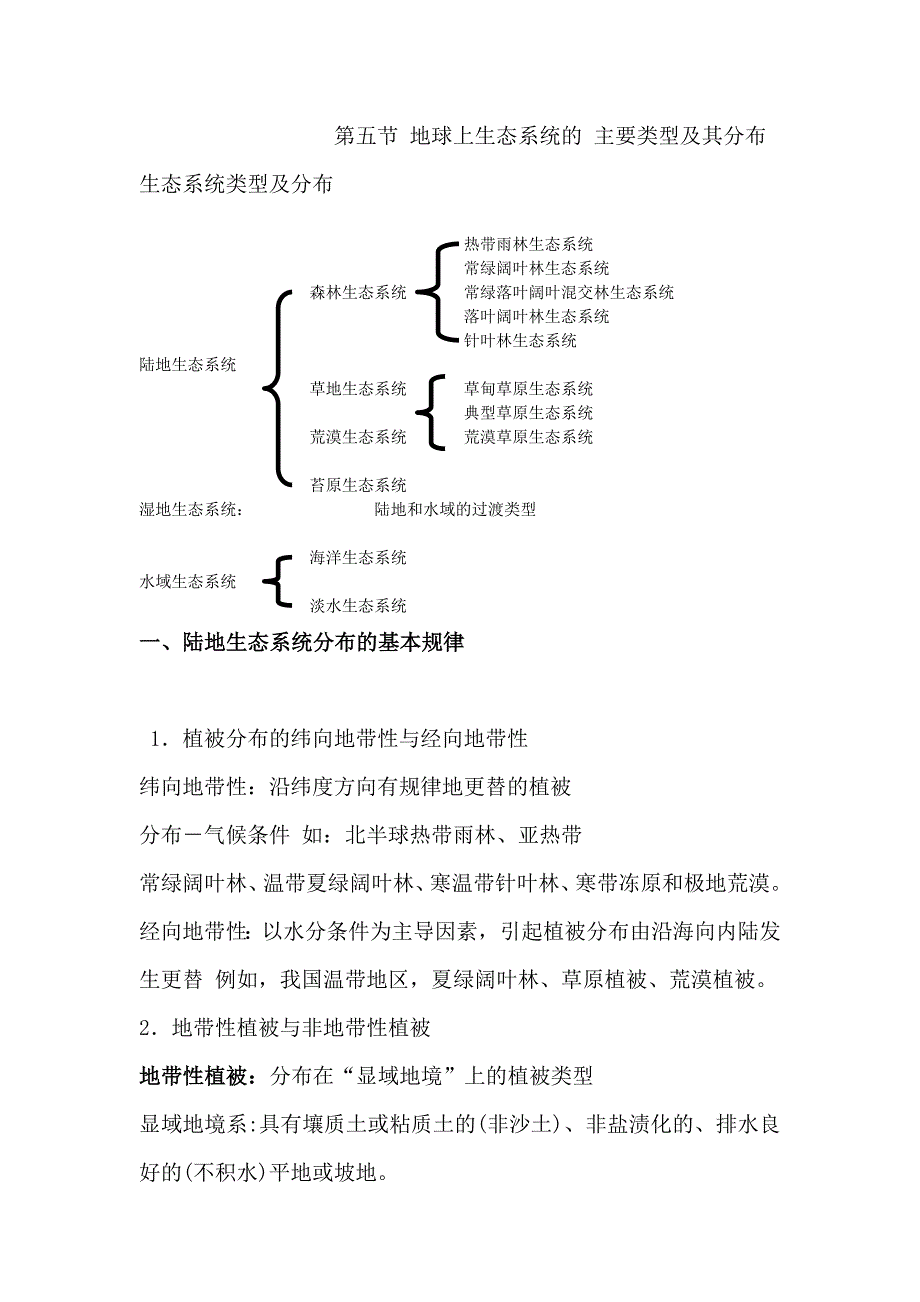 第五节地球上生态系统的主要类型及其分布_第1页