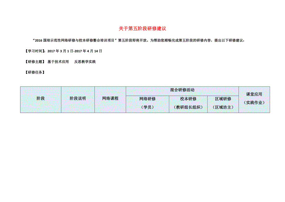 第五阶段研修建议（中北一小）_第1页