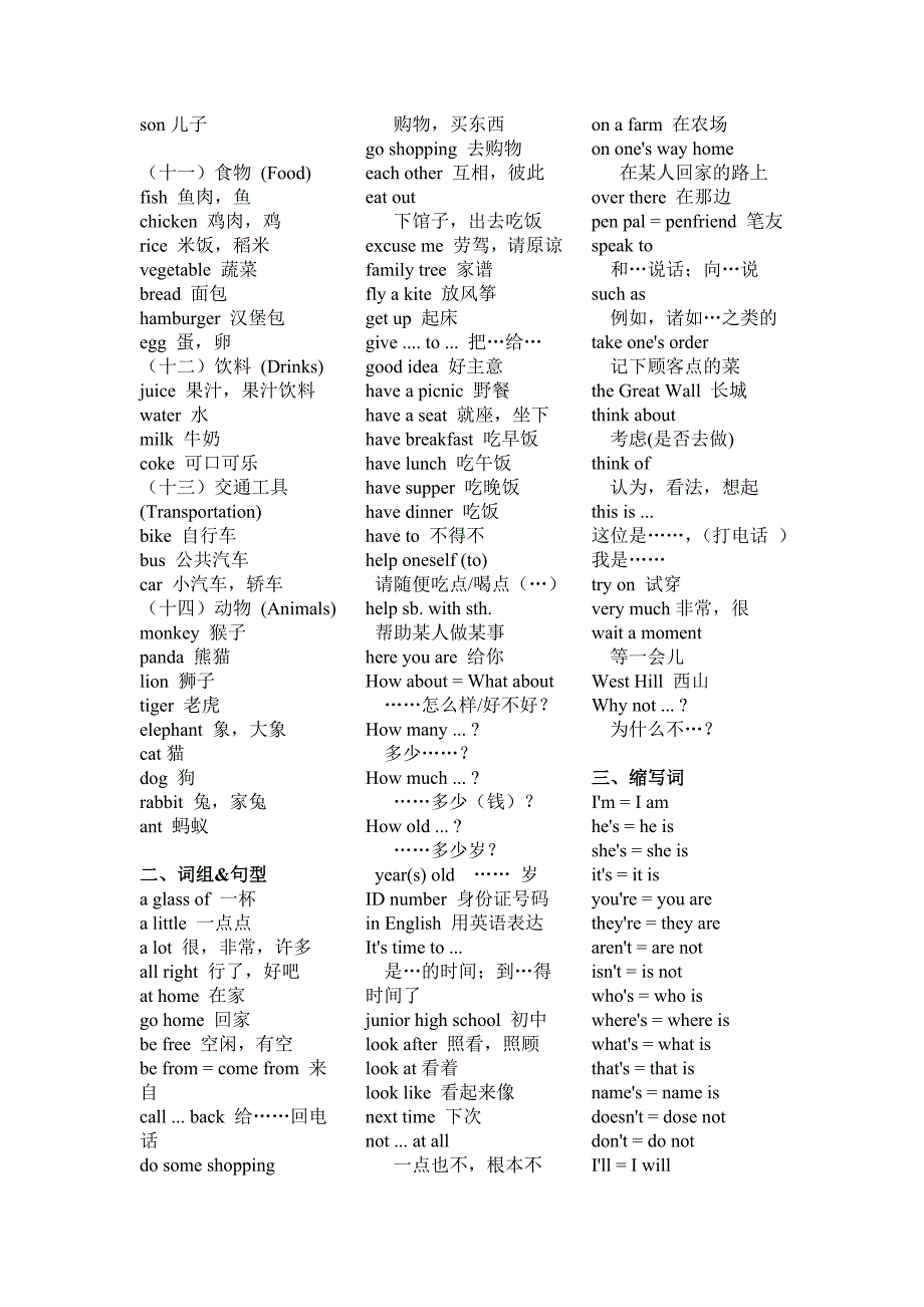 仁爱版七年级英语上册总复习词汇及词组_第2页