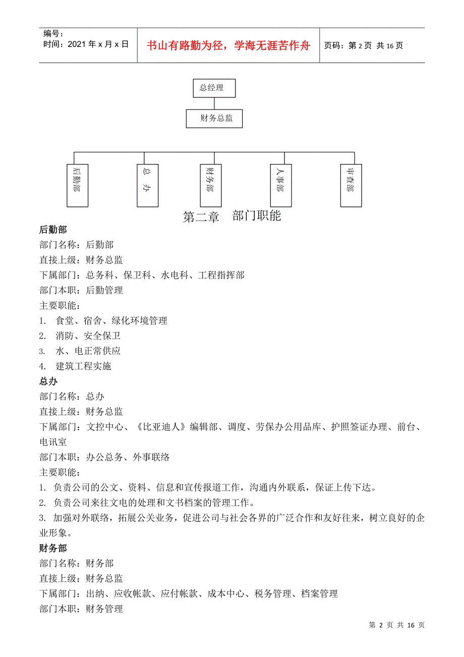 某公司部门岗位描述_第2页