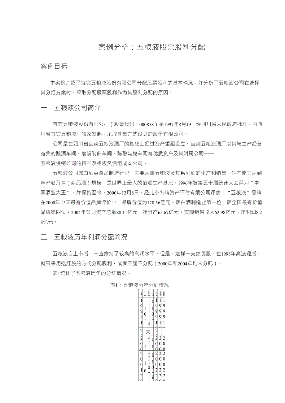 五粮液股票股利分配案例_第1页