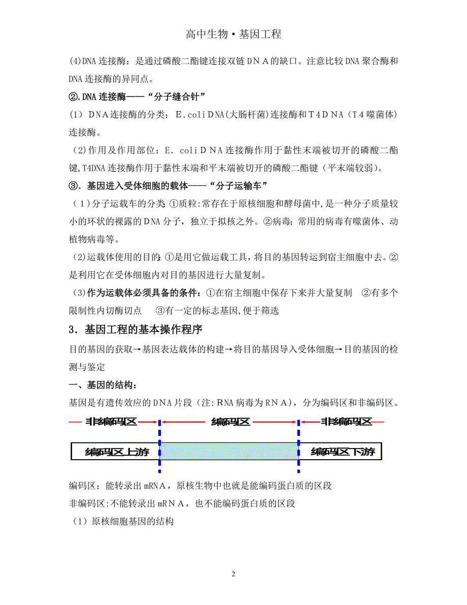 高中生物专题一基因工程详细知识点人教版选修3试卷教案.doc_第2页