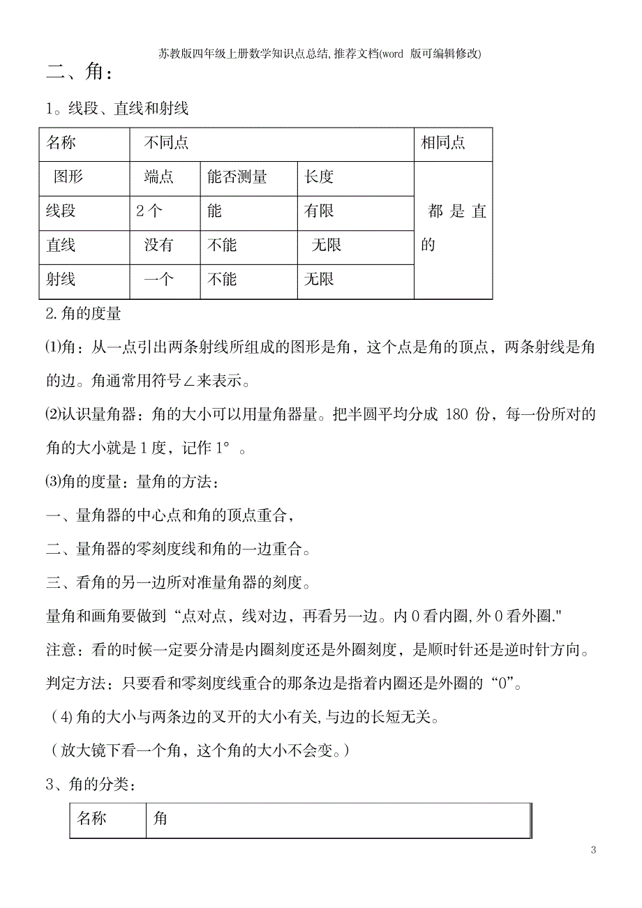 苏教版四年级上册数学知识点总结推荐文档_第3页