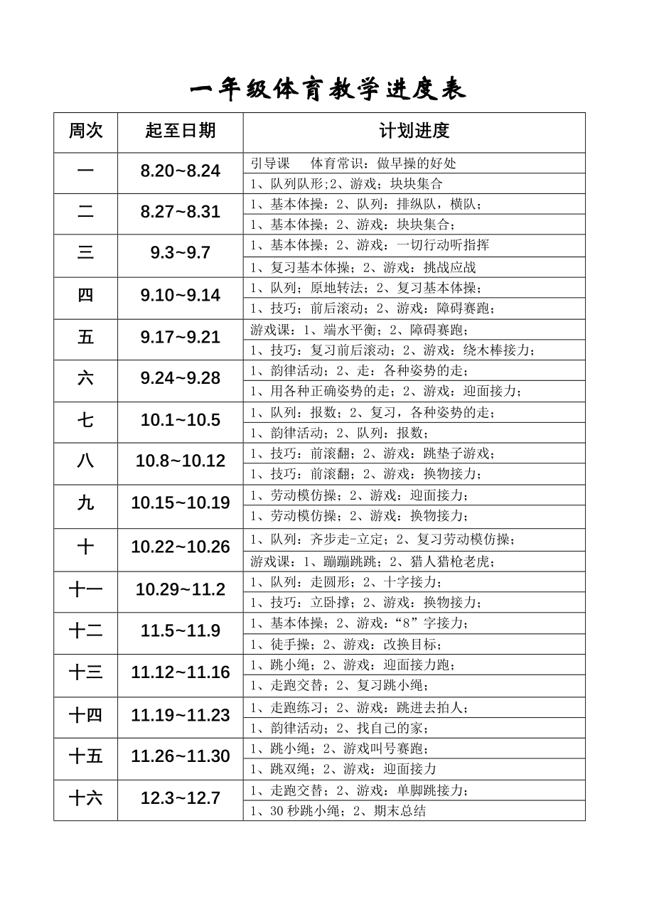 一年级体育教案全集_第3页