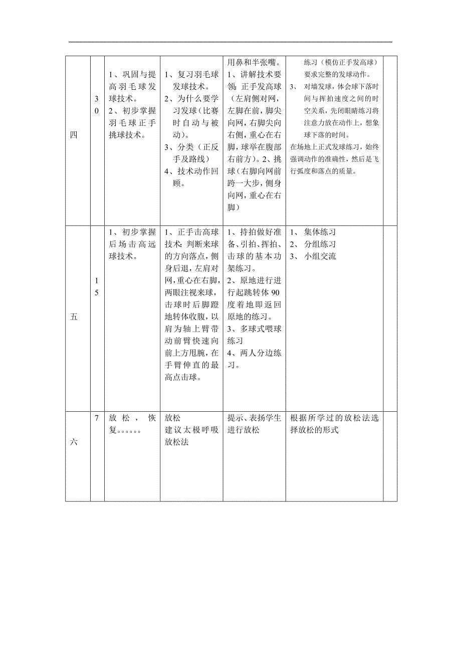 校本课教案《羽毛球》_第5页