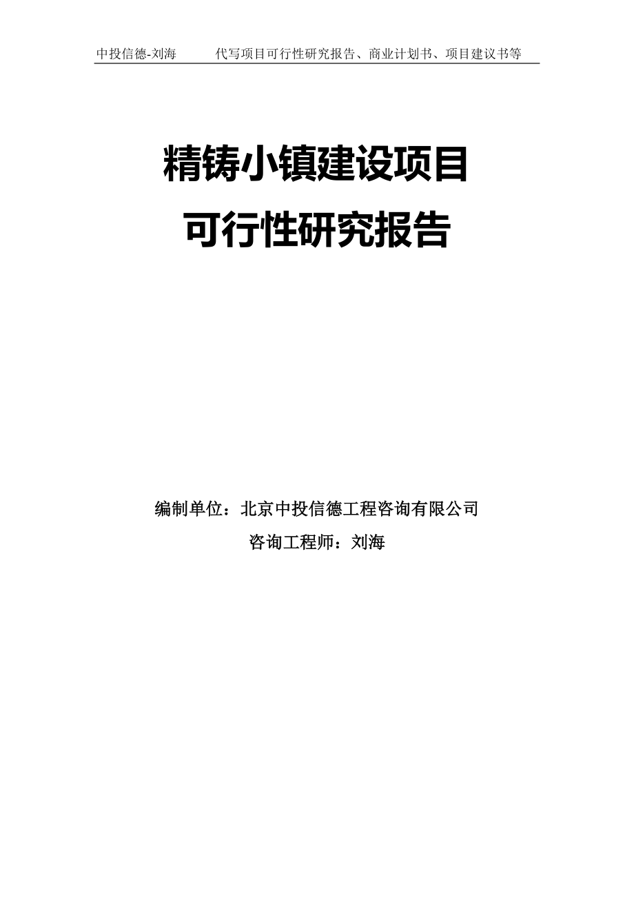 精铸小镇建设项目可行性研究报告模板-立项备案_第1页