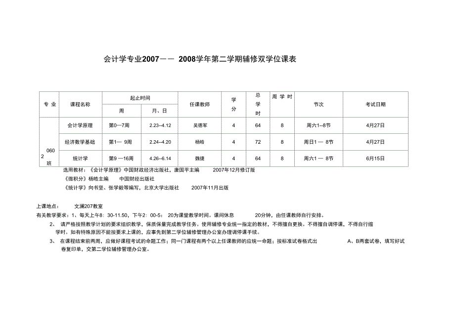 会计学专业第二学期辅修双学位课表精_第2页