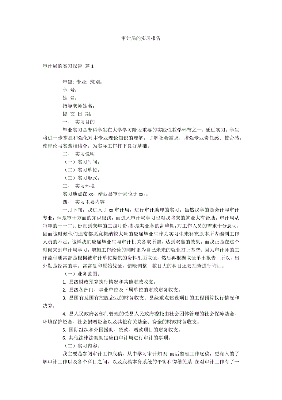 审计局的实习报告_第1页