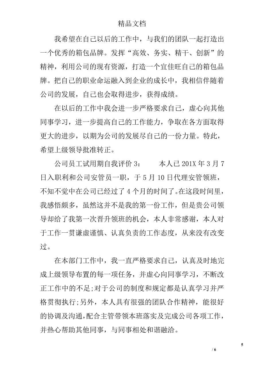 公司员工试用期自我评价_第5页