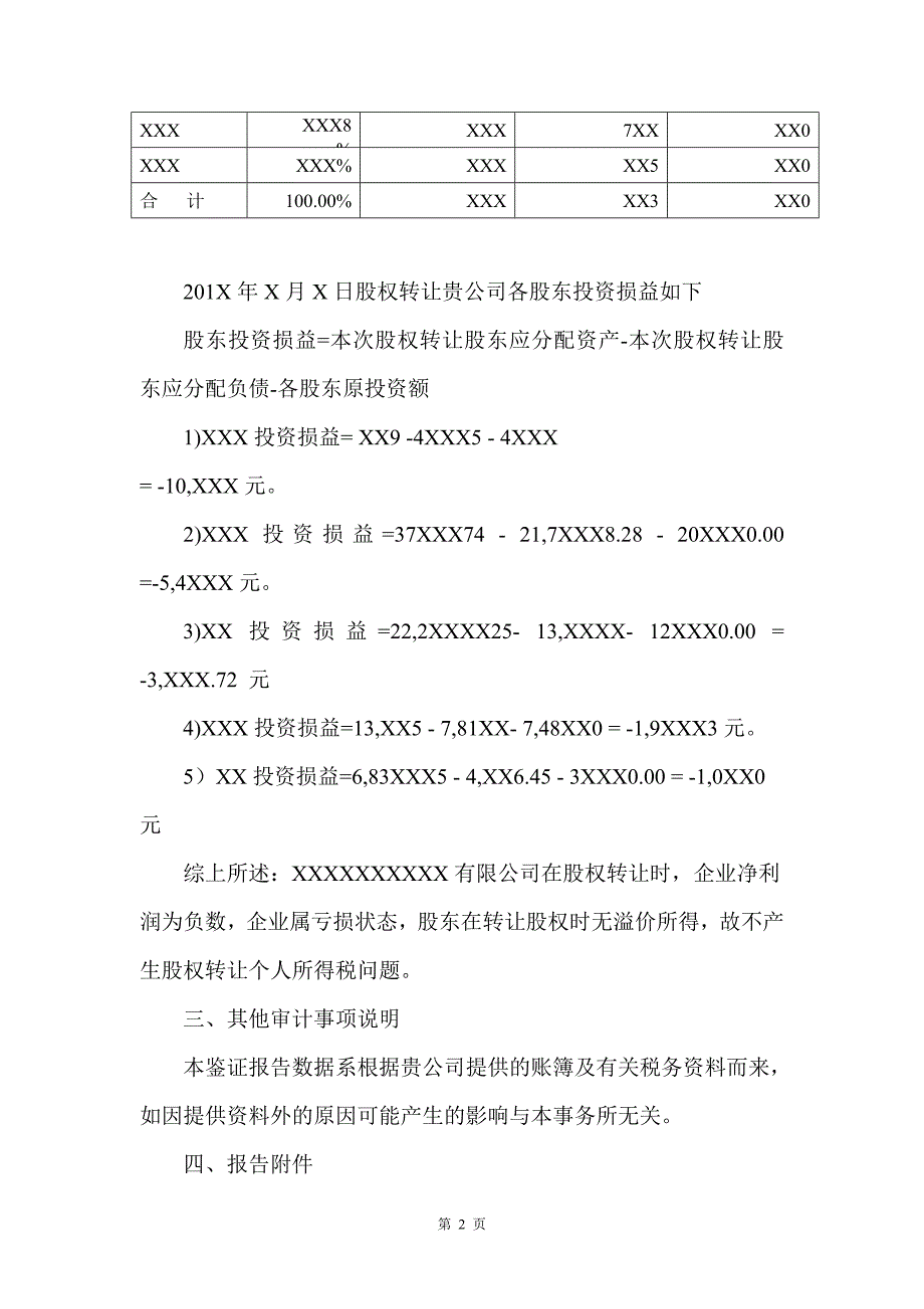 个人股权转让净资产鉴证报告(模板)_第4页