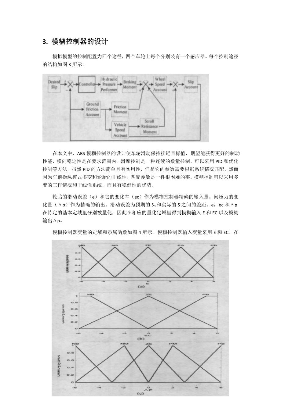 外文翻译--基于模糊PID控制的液压防抱死制动系统的研究与应用 中文版_第4页