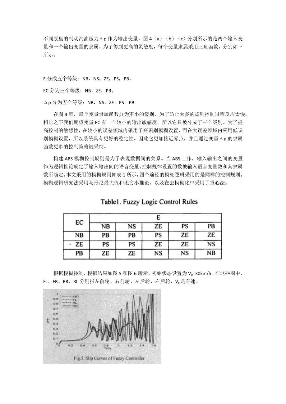 外文翻译--基于模糊PID控制的液压防抱死制动系统的研究与应用 中文版_第5页