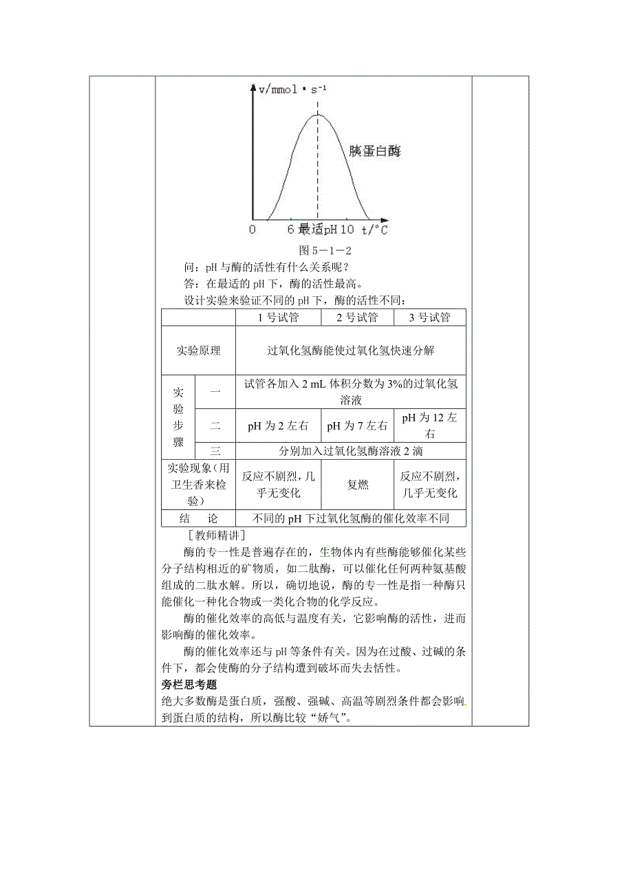 人教高中生物必修1教案5.1降低化学反应活化能的酶12课时_第4页