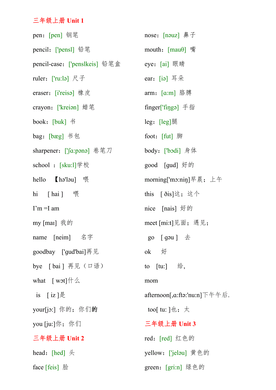 人教版小学英语单词表(带音标)_第1页