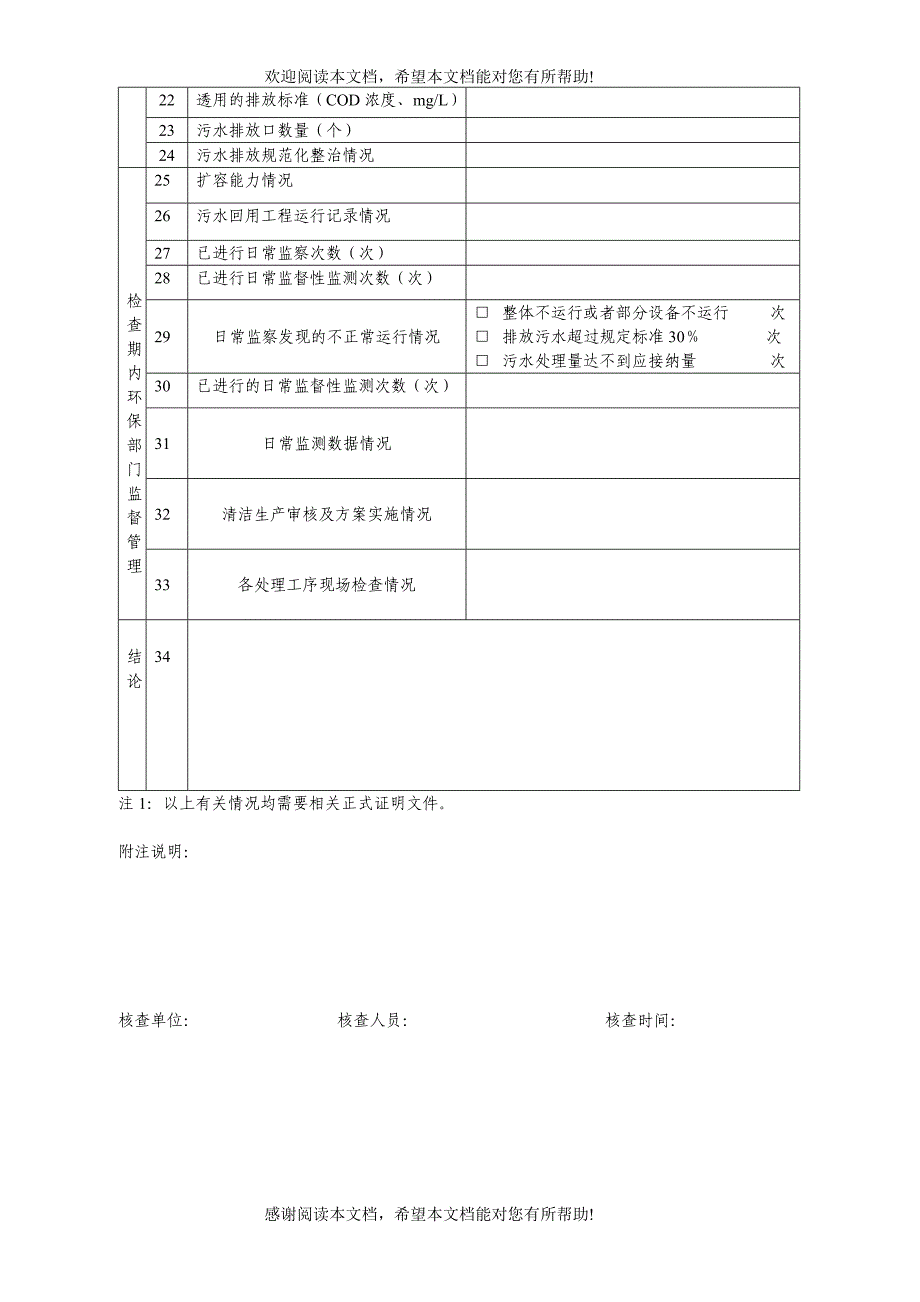 工业废水治理COD减排现场核查表_第4页