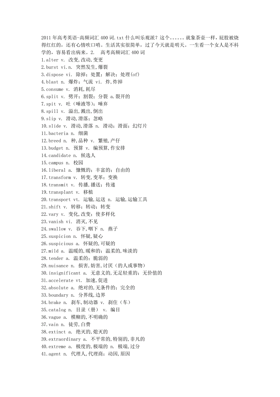 2011年高考英语-高频词汇400词.doc_第1页