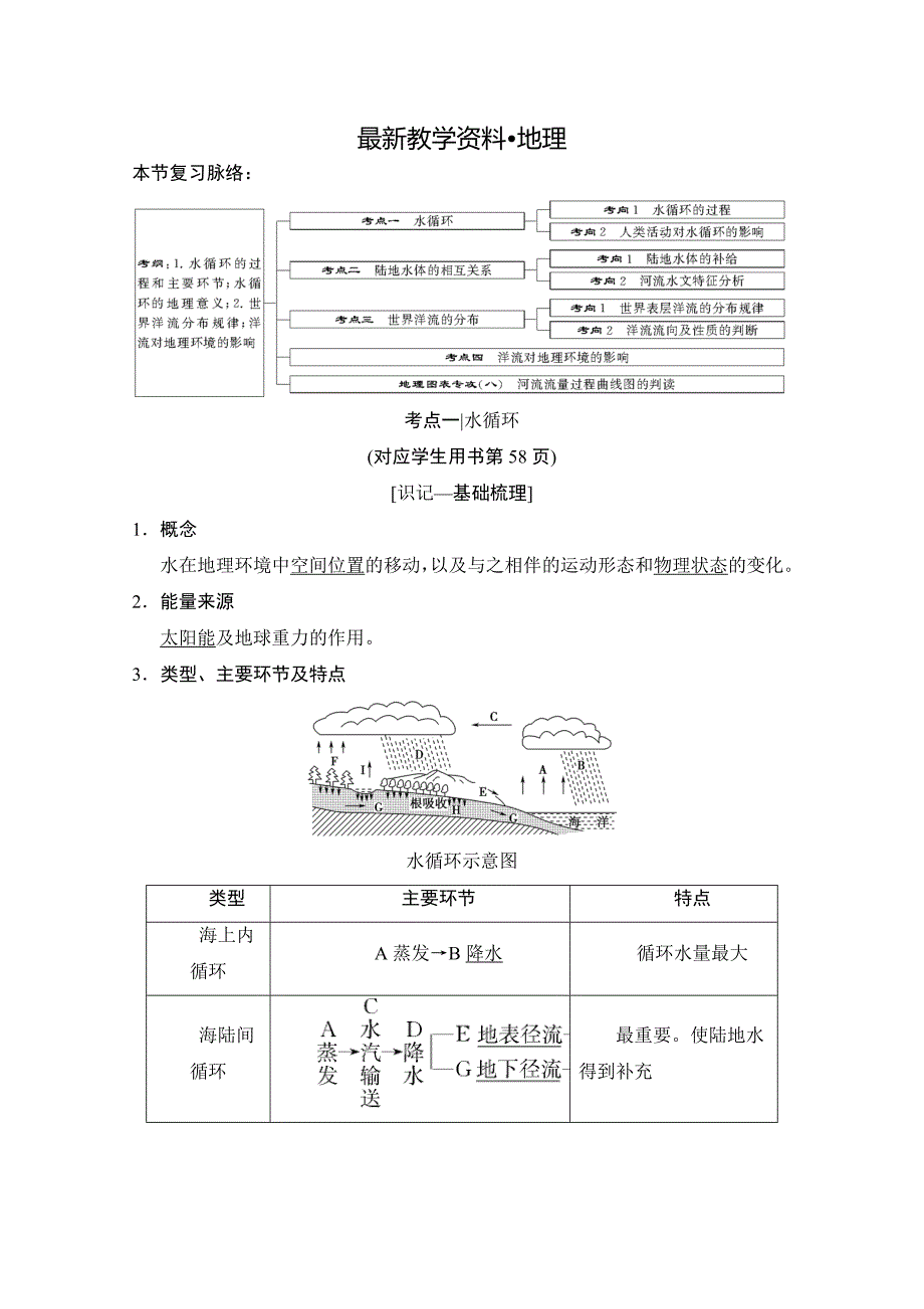 【最新】湘教版高三一轮讲练：第10讲水循环和洋流含答案_第1页