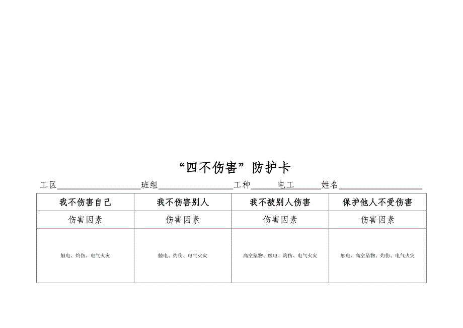 安全管理：四不伤害汇总_第1页