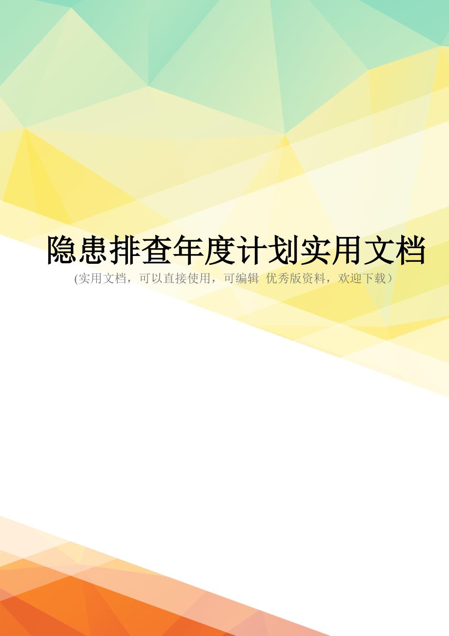 隐患排查年度计划实用文档_第1页