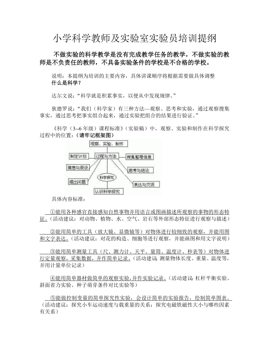 小学科学教师及实验教师培训资料_第1页