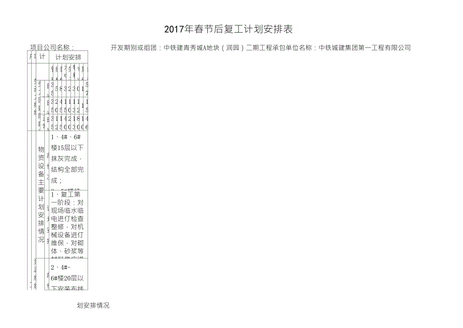 春节后复工计划安排表_第1页