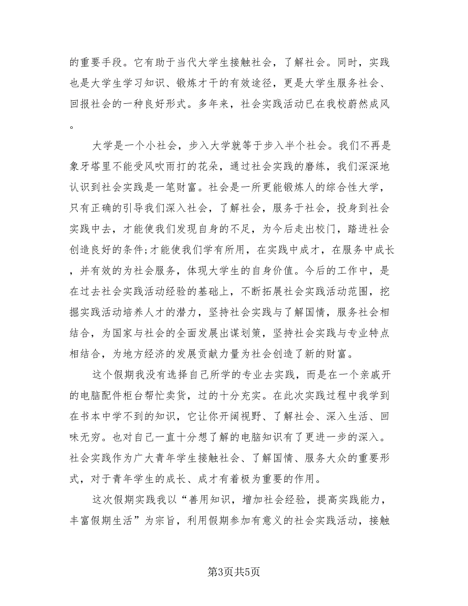 寒假社会实践活动总结标准模板（2篇）.doc_第3页