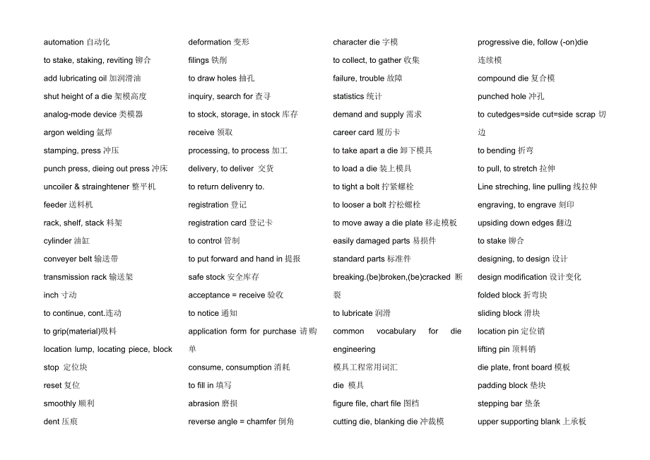 汽车制造专业英语词汇大全4000词条_第4页
