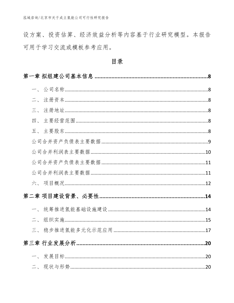 北京市关于成立氢能公司可行性研究报告（参考模板）_第3页