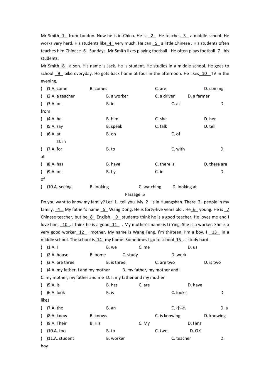 六年级英语完形填空100篇(含答案和讲解).doc_第2页