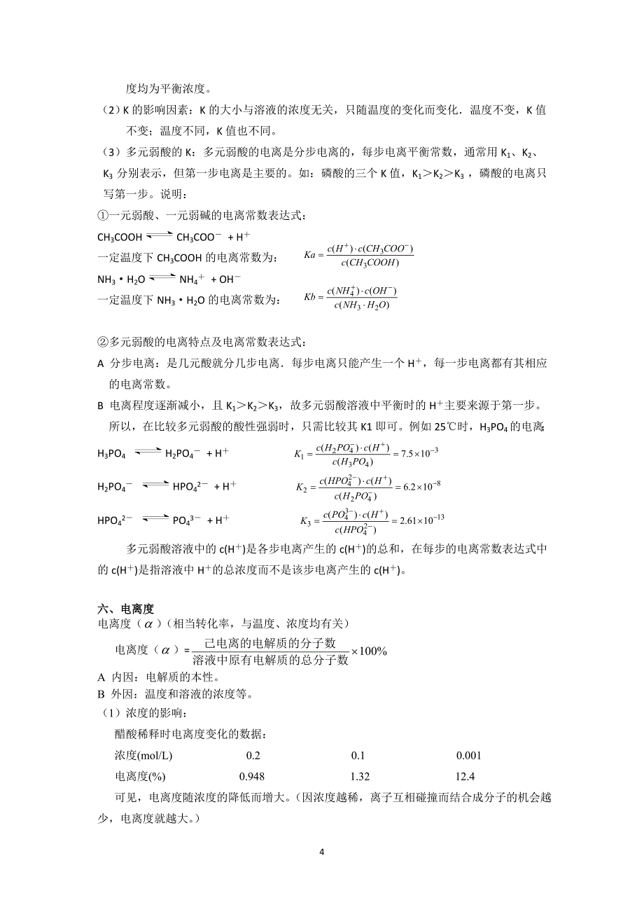 弱电解质的电离知识点总结以及案例分析（完整版）.doc_第4页