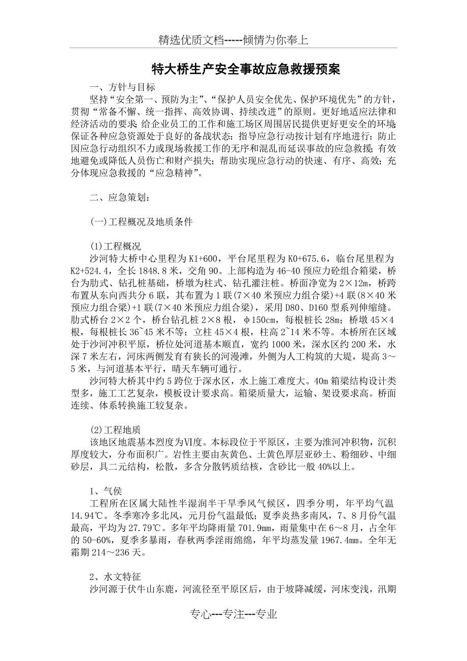 特大桥生产安全事故应急救援预案_第1页