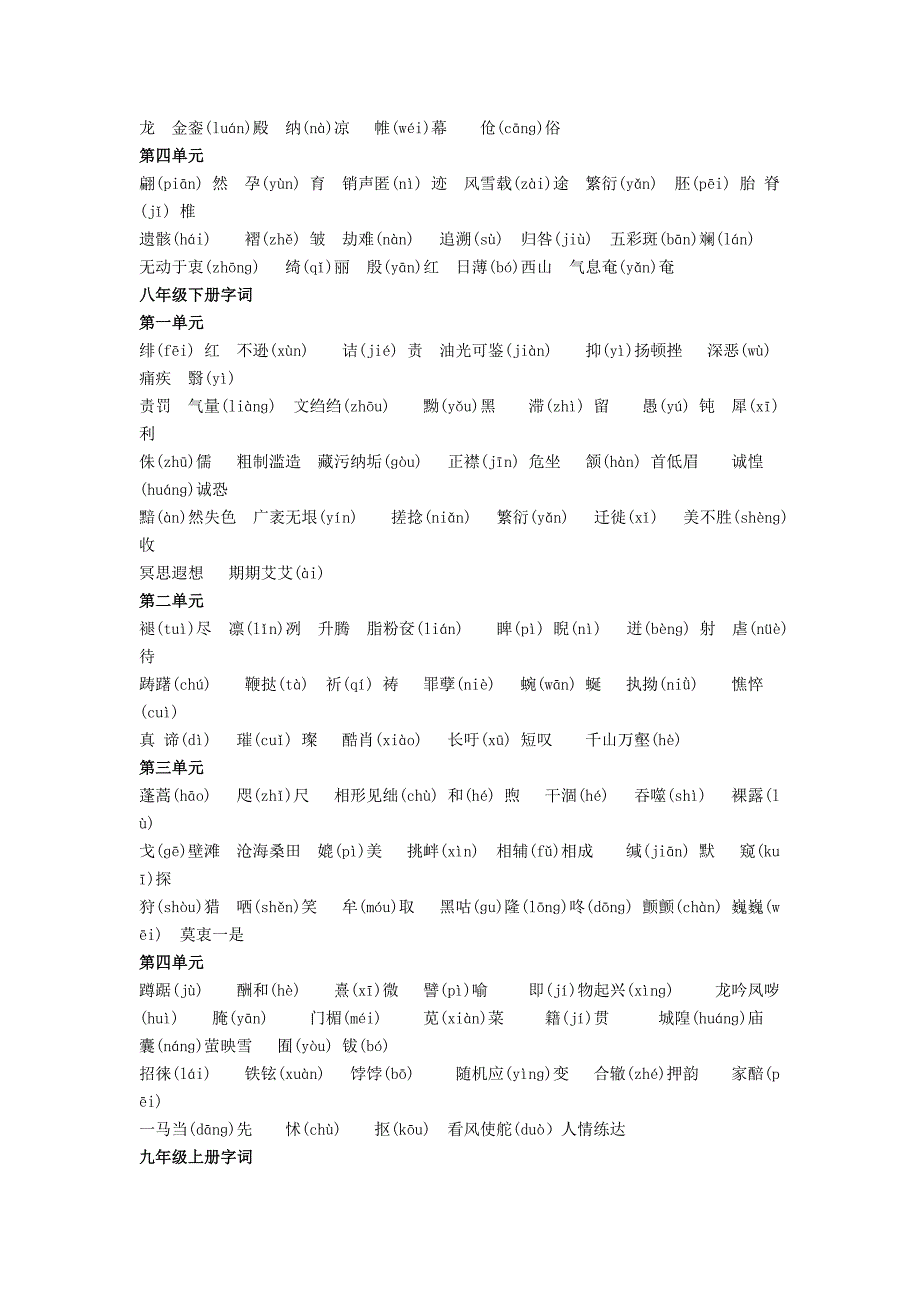 初中语文1---6册字词汇总 带拼音无错处.doc_第4页