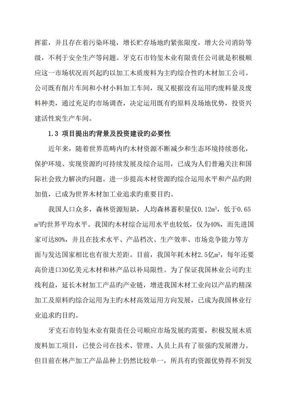 木质活性炭厂改造关键工程专项项目投资综合计划书_第2页